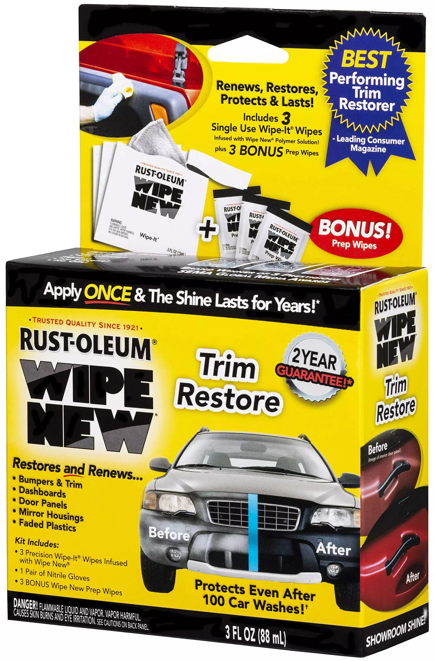 Wipe New Trim Kit – Rust-Oleum 353616, 3 oz. Clear Plastic solution for restoring surfaces
