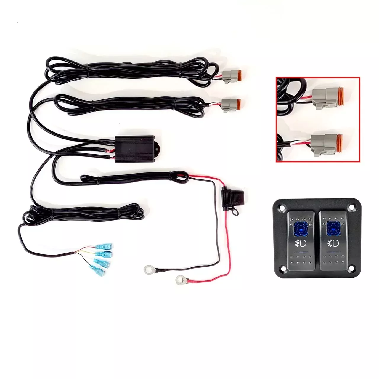 Xk Glow 2 Switch Rocker Panel 2 Output Wire Strobe Combo Xk064-Wire-2Op