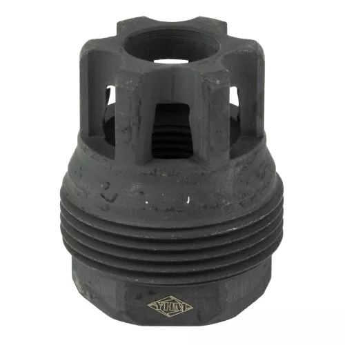 Yankee Hill Machine Co sRx Mini Muzzle Brake, 1/2-28, Compatible with sRx Low Profile Adapter, Attaches to Suppressors with 1-3/8″x24 Thread Pitch, Black Oxide Finish YHM-4401-MB-28