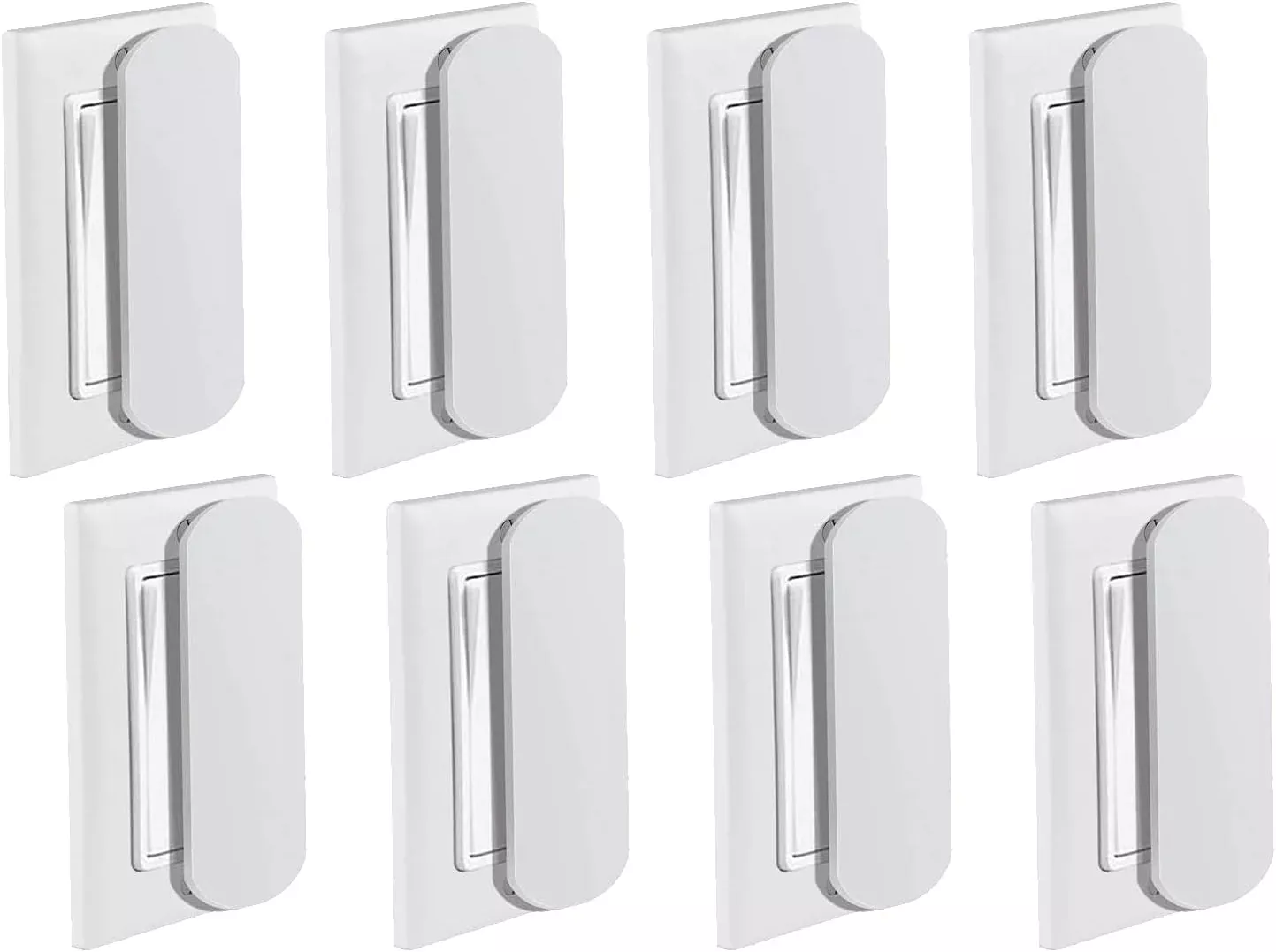 YeeBeny Magnetic Light Switch Guards for Flat Toggle Switches, 8 Pack, White, Model 210616-08, Ideal for Sabbath, Home & Office
