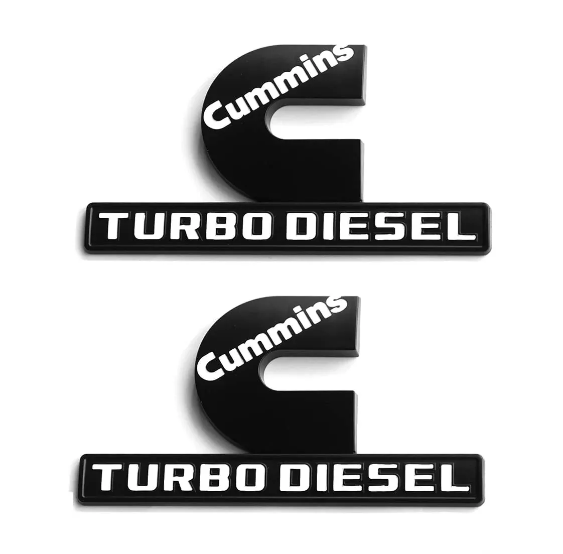 Yoaoo 2Pack Turbo Emblem for Cummins 2500 3500, Black with White, 6.2″x3.4″, Model CS0-2-CumBkWh