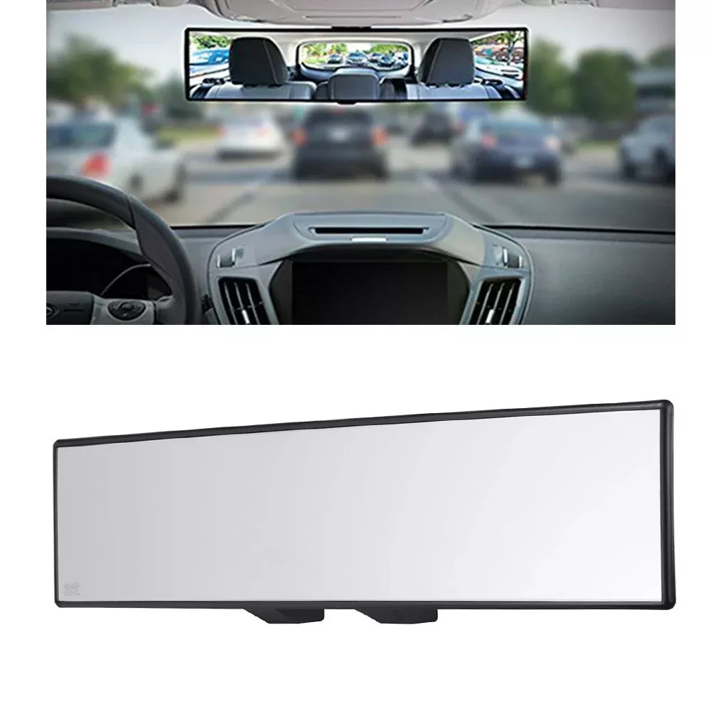 Yoolight Car Rearview Mirror – Universal 12″ Panoramic Clip-On, Wide Angle, Black, Model 13, Durable ABS Material