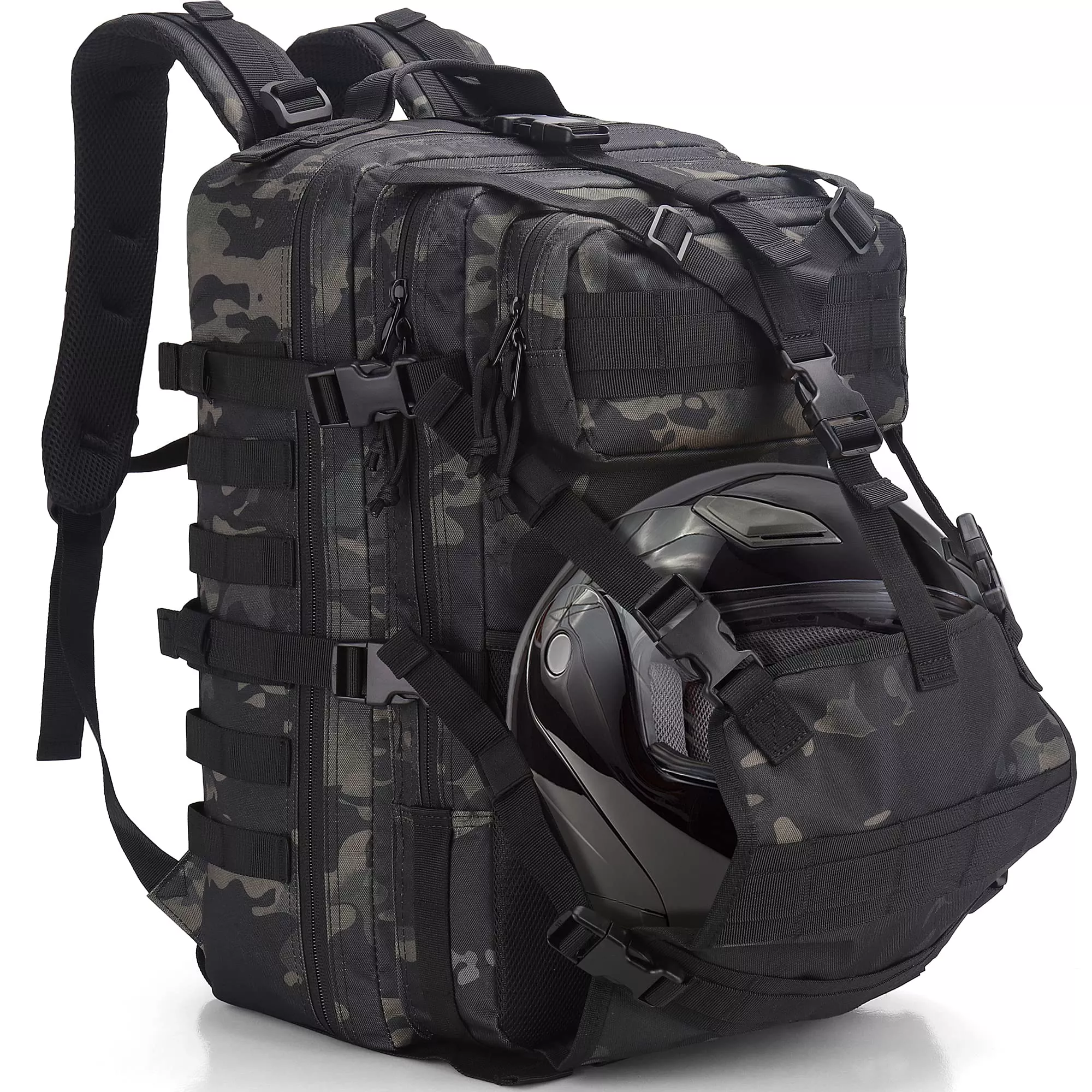 YOUNGOA Men’s Motorcycle Helmet Backpack – Unisex Polyester, Green Camo