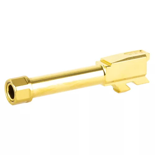 Zaffiri Precision Pistol Barrel, Threaded 1/2×28, 9MM, 3.4″, TiN Finish, Gold, Fits Glock 43 ZP.43BTG